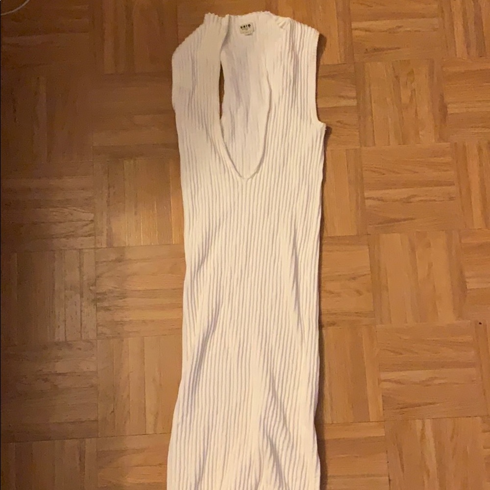 White deep v-neck dress
